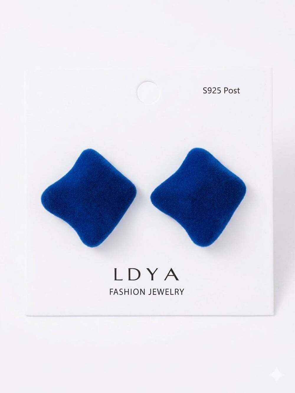 LDYA Blue Velvet Square Stud Earrings S925 Post